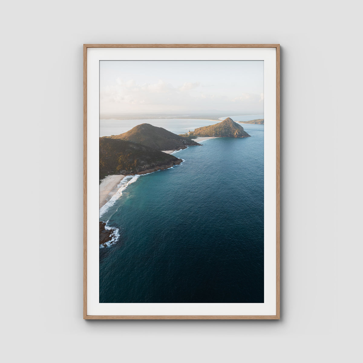 Coastal Horizon - Port Stephens - Art Print - Traditional Frame - Raw Oak - Portrait
