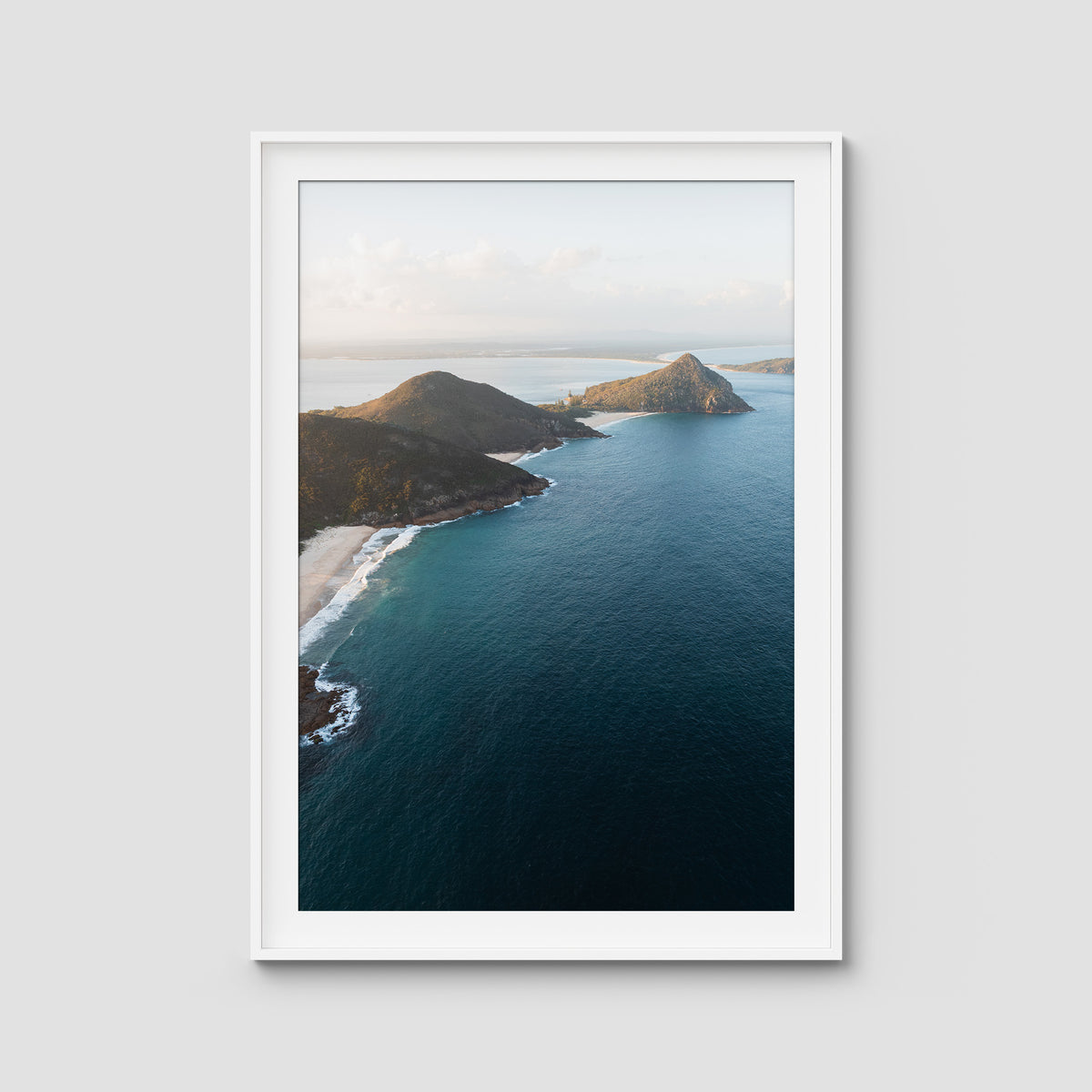 Coastal Horizon - Port Stephens - Art Print - Traditional Frame - White - Portrait