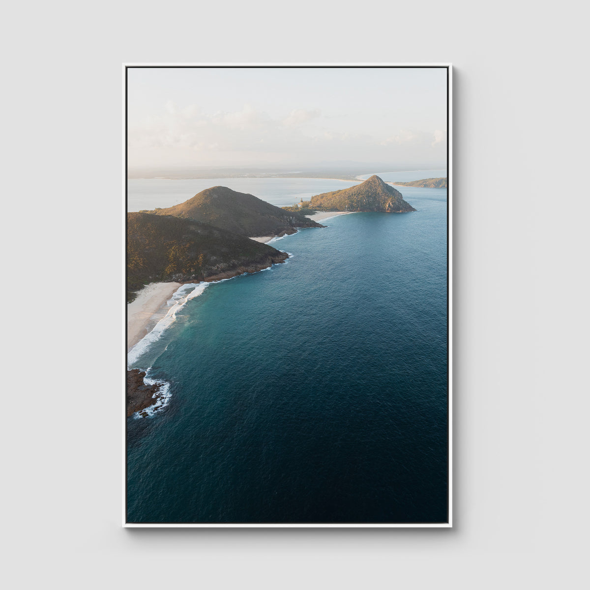 Coastal Horizon - Port Stephens - Art Print - Float Frame Canvas - White - Portrait