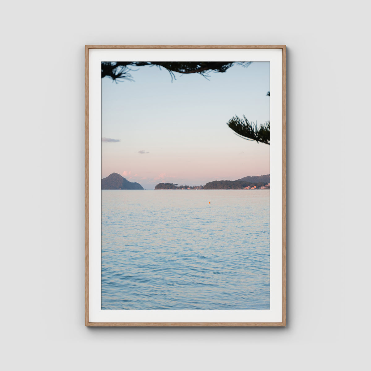 Corlette Sunset - Port Stephens - Art Print - Traditional Frame - Raw Oak - Portrait