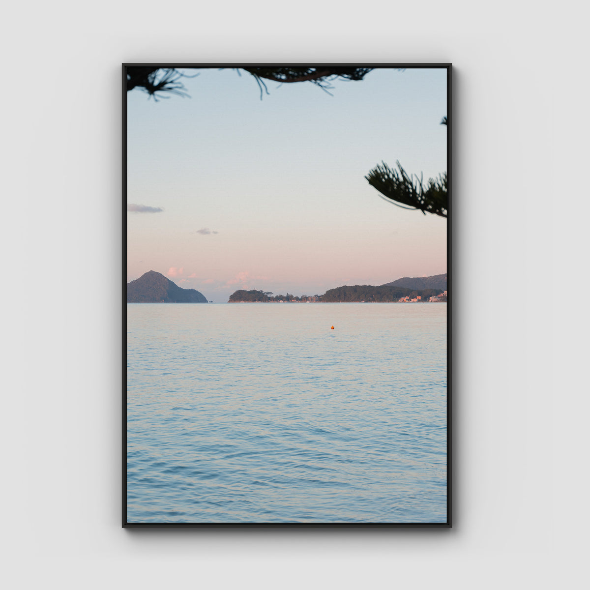 Corlette Sunset - Port Stephens - Art Print - Float Frame Canvas - Black - Portrait