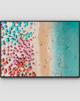 Ipanema Beach – Candy Umbrella Aerial Print - Float Frame Canvas - Black - Landscape