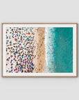 Ipanema Mosaic – Umbrella Rhythm from Above Print - Traditional Frame - Raw Oak - Landscape