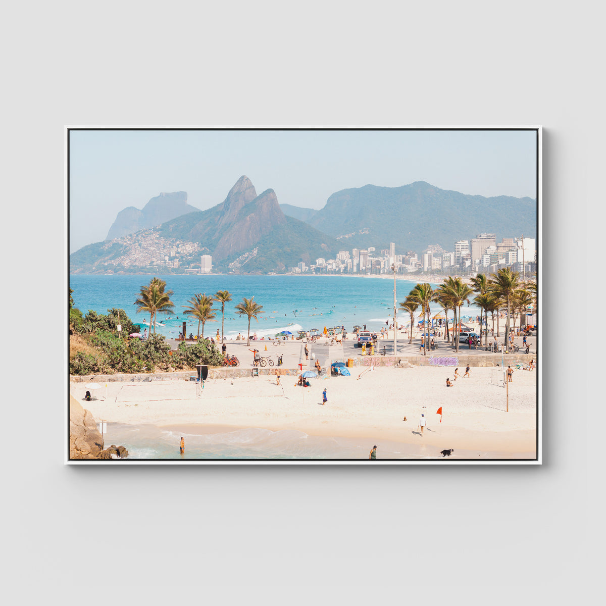 Ipanema Beach - Art Print - Float Frame Canvas - White - Landscape