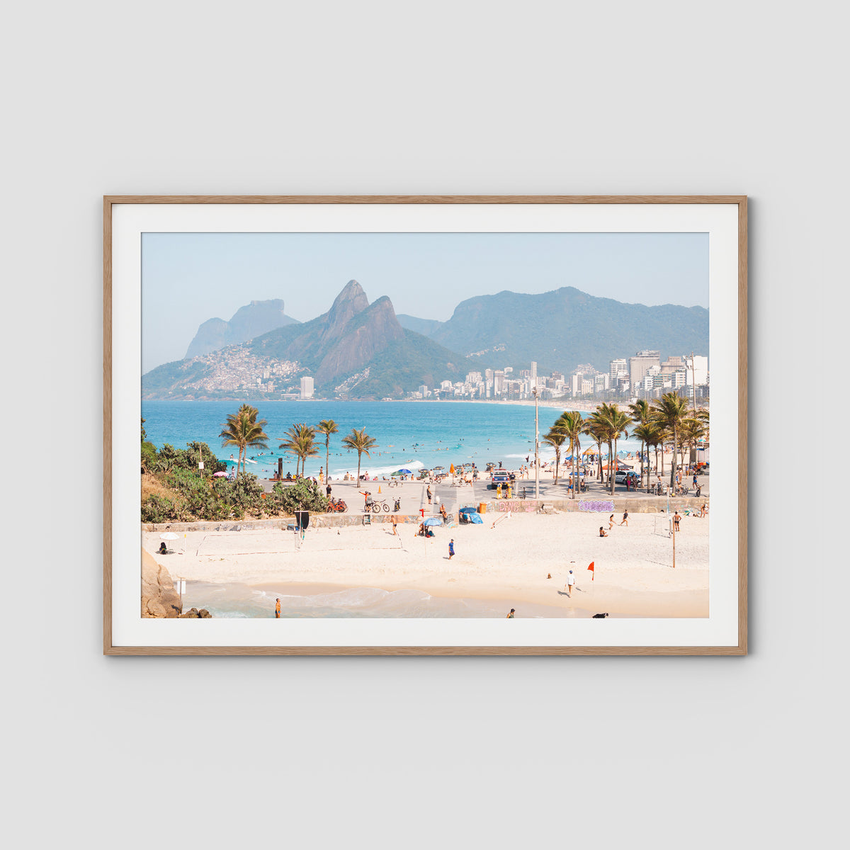 Ipanema Beach - Art Print - Traditional Frame - Raw Oak - Landscape