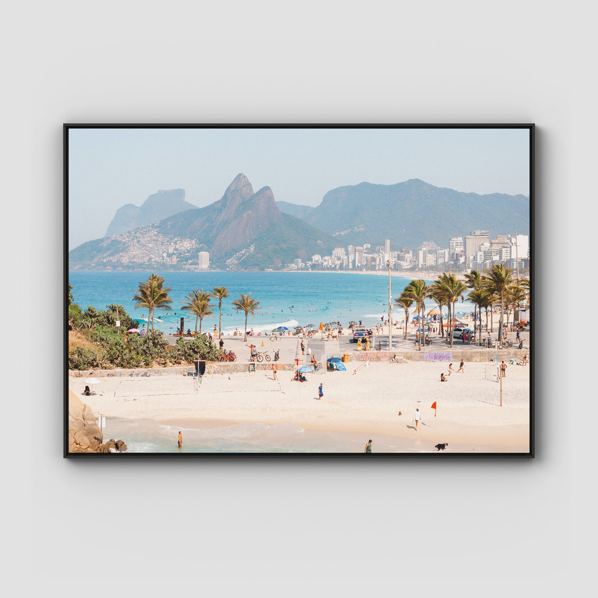 Ipanema Beach - Art Print - Float Frame Canvas - Black - Landscape