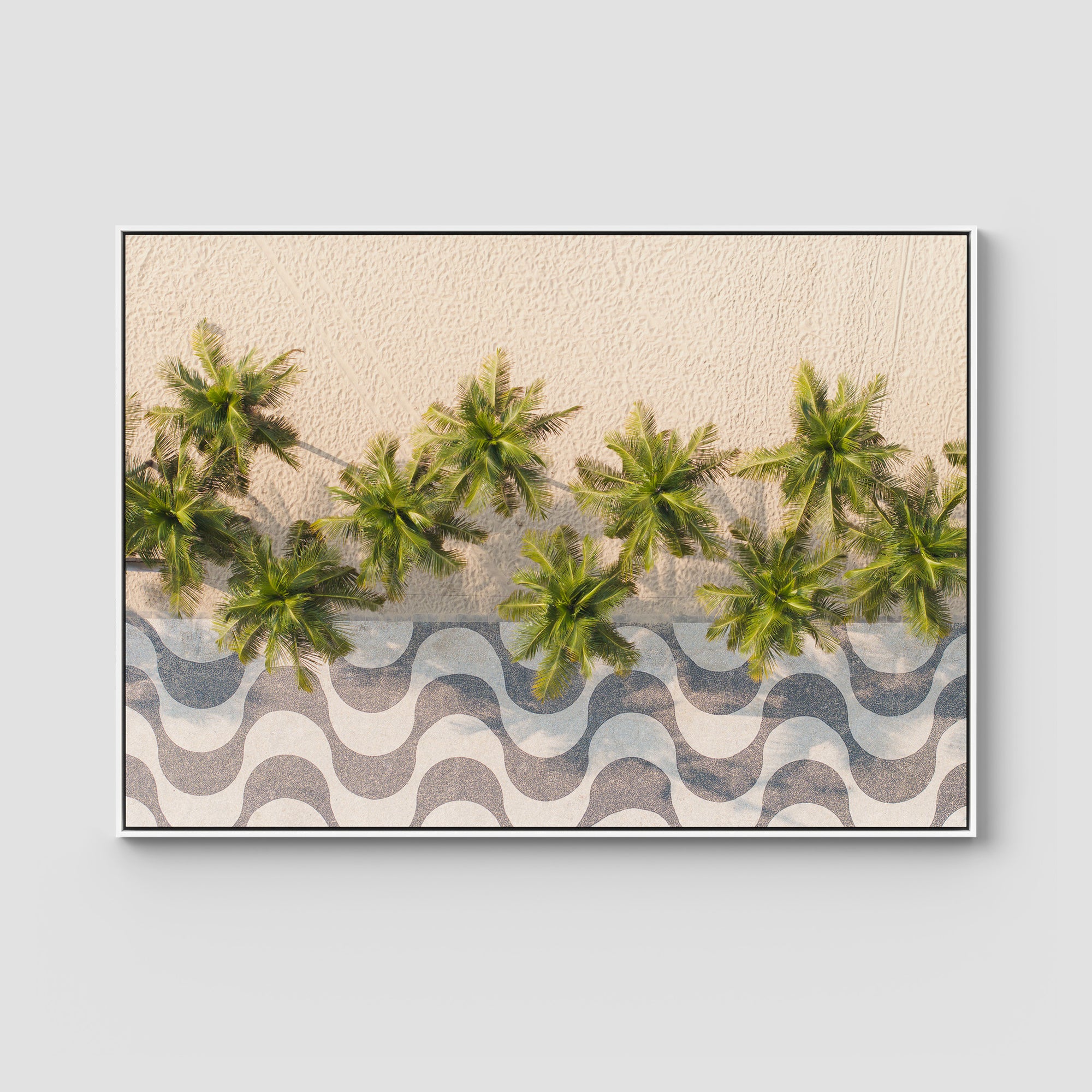 Calçadão de Copacabana – Iconic Sidewalk &amp; Palms Aerial Print Tidaltones