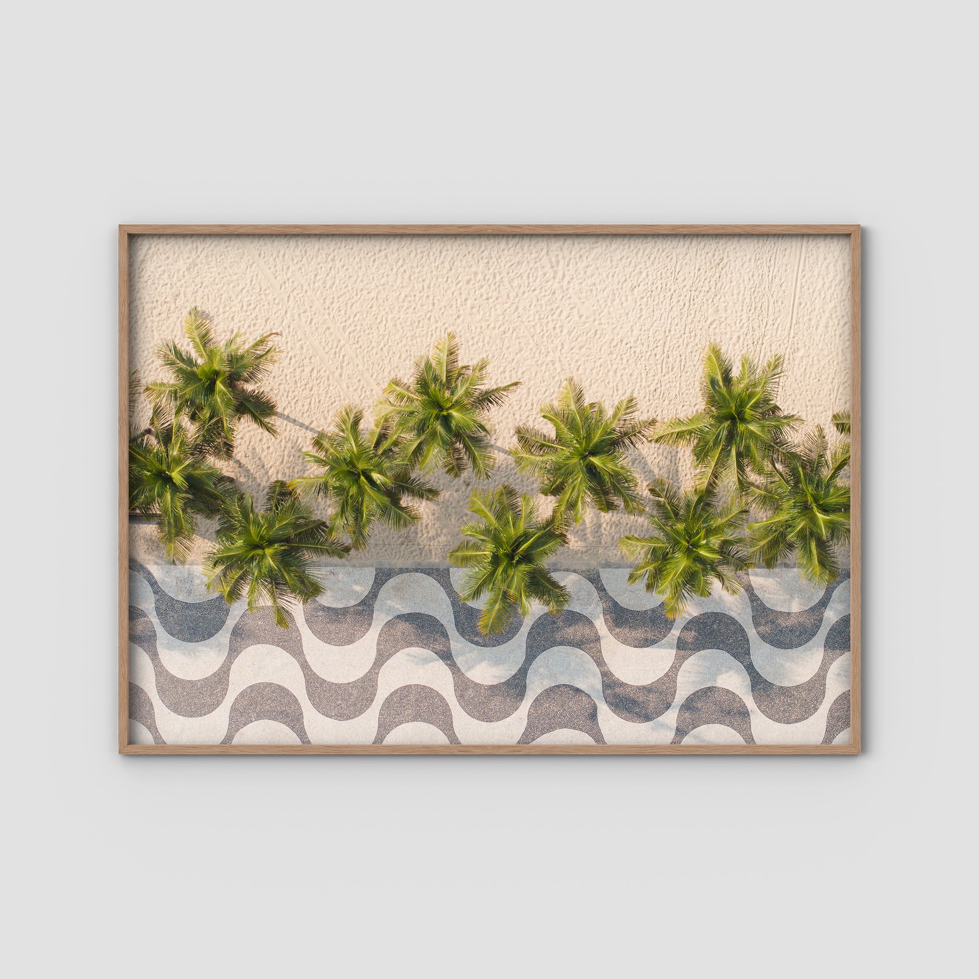 Calçadão de Copacabana – Iconic Sidewalk &amp; Palms Aerial Print Tidaltones