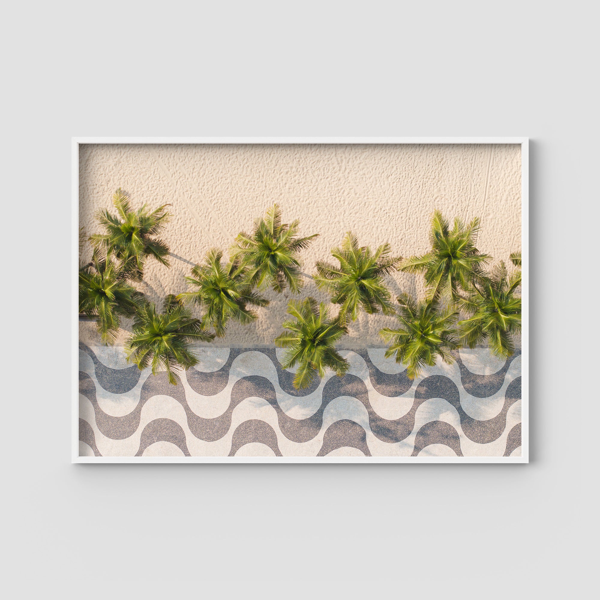 Calçadão de Copacabana – Iconic Sidewalk &amp; Palms Aerial Print Tidaltones
