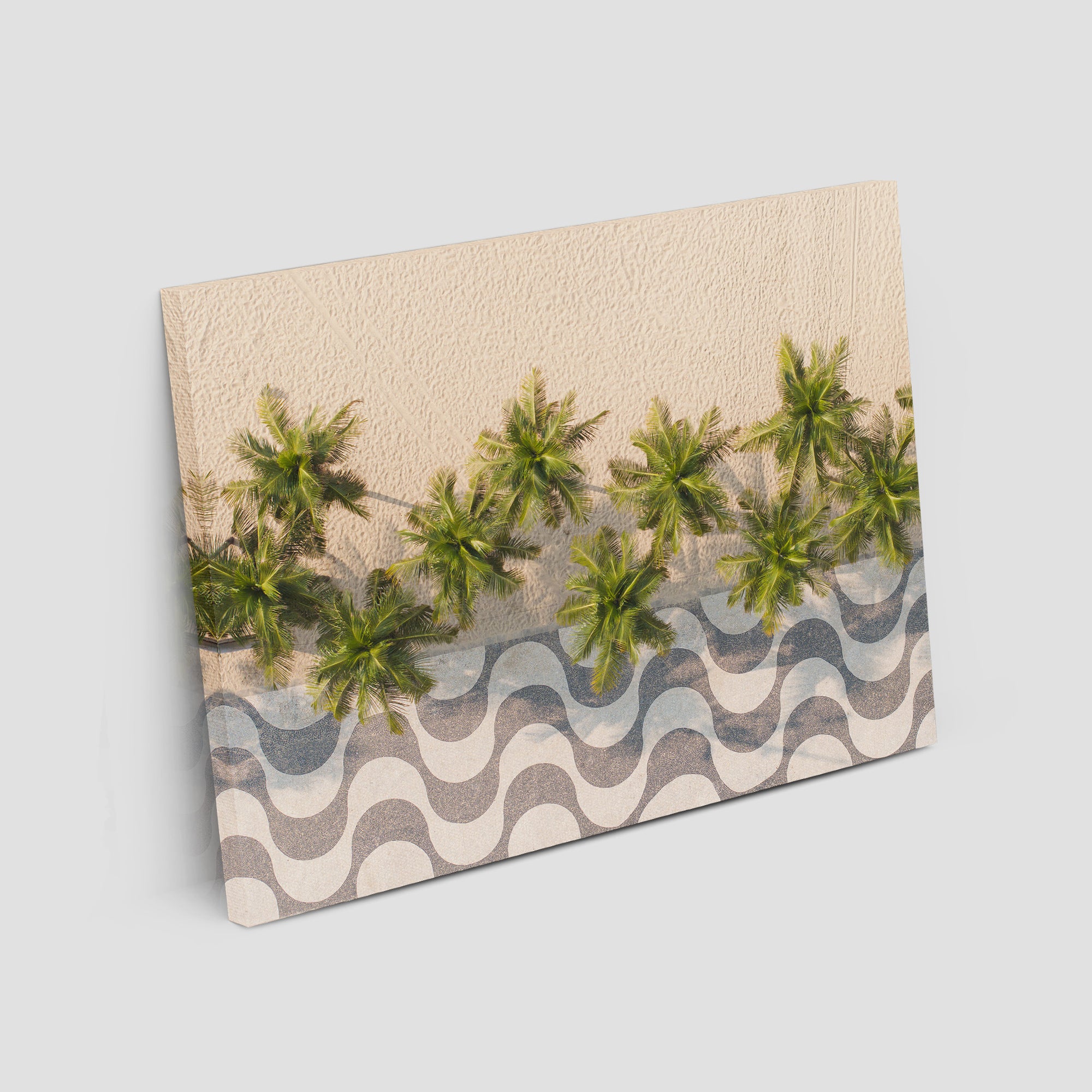 Calçadão de Copacabana – Iconic Sidewalk &amp; Palms Aerial Print Tidaltones