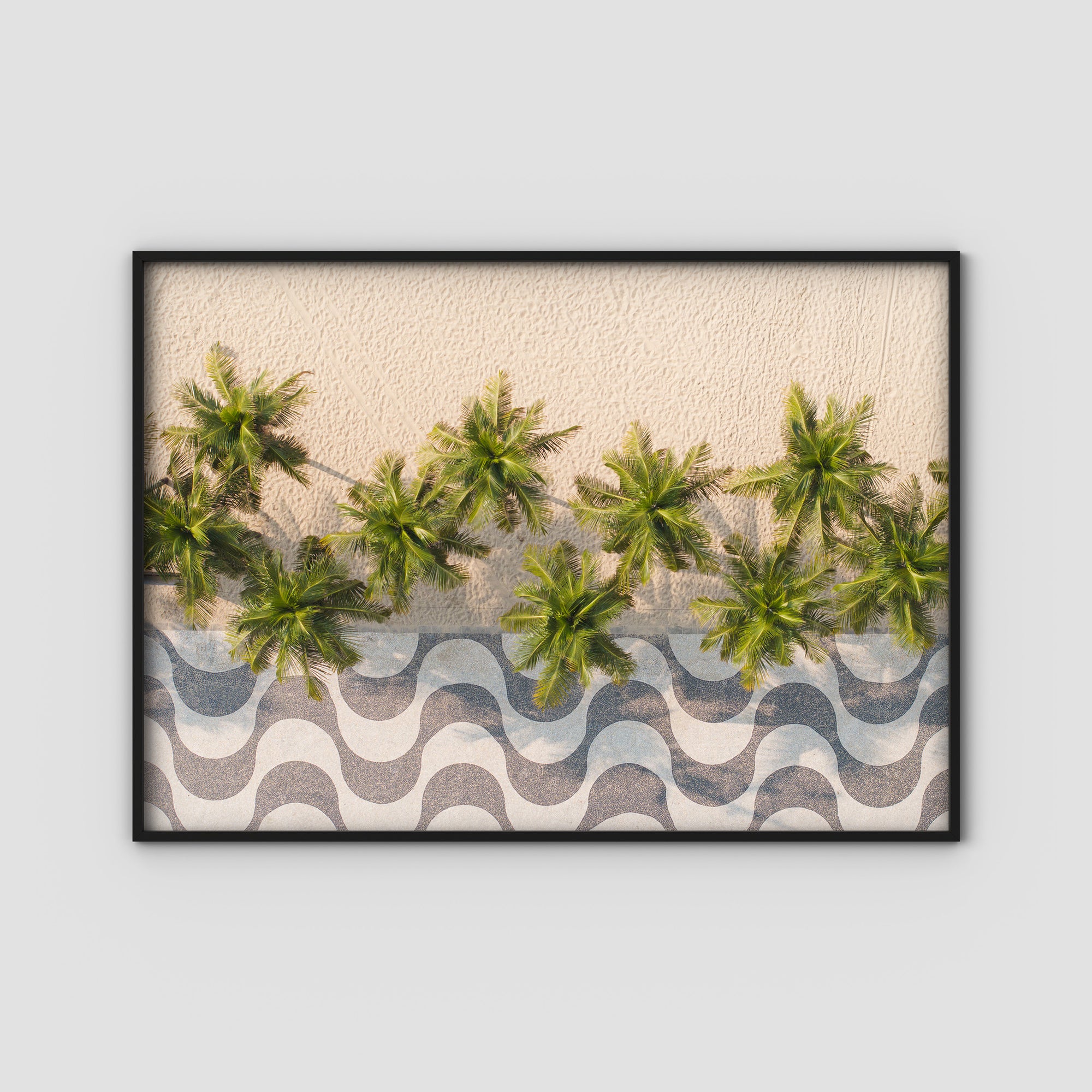 Calçadão de Copacabana – Iconic Sidewalk &amp; Palms Aerial Print Tidaltones