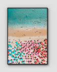 Ipanema Beach – Candy Umbrella Aerial Print - Float Frame Canvas - Black - Portrait