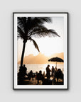 Ipanema Sunset – Palm, People & Light Print - Traditional Frame - Black - Portrait