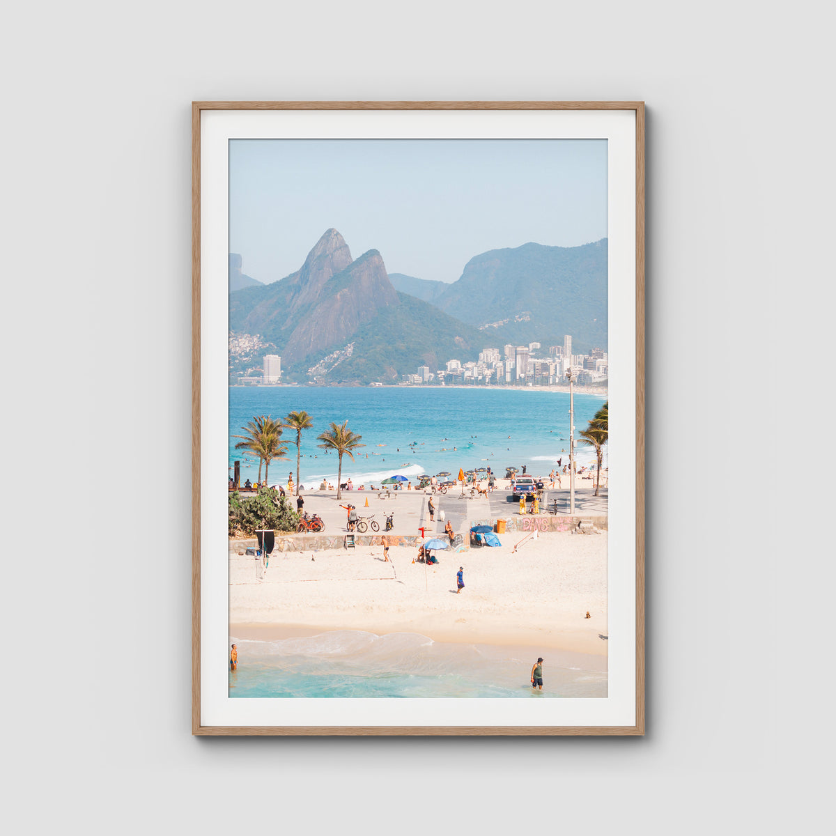 Ipanema Beach - Art Print - Traditional Frame - Raw Oak - Portrait