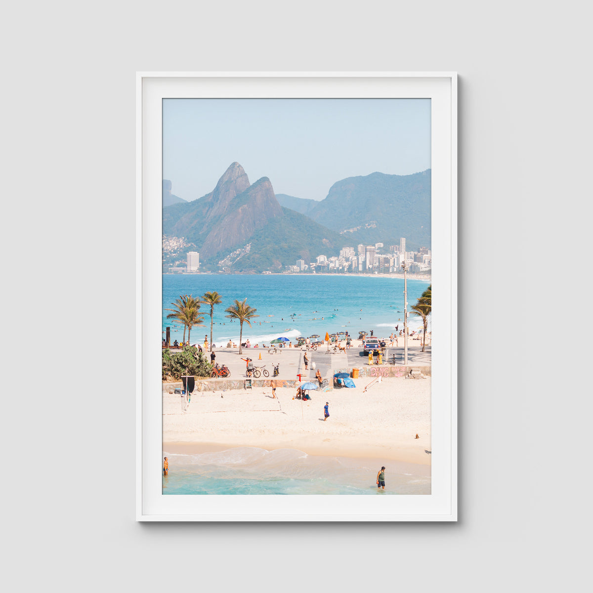 Ipanema Beach - Art Print - Traditional Frame - White - Portrait