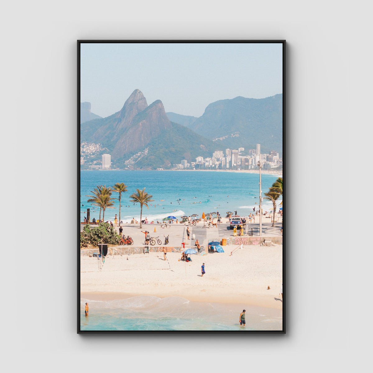 Ipanema Beach - Art Print - Float Frame Canvas - Black - Portrait