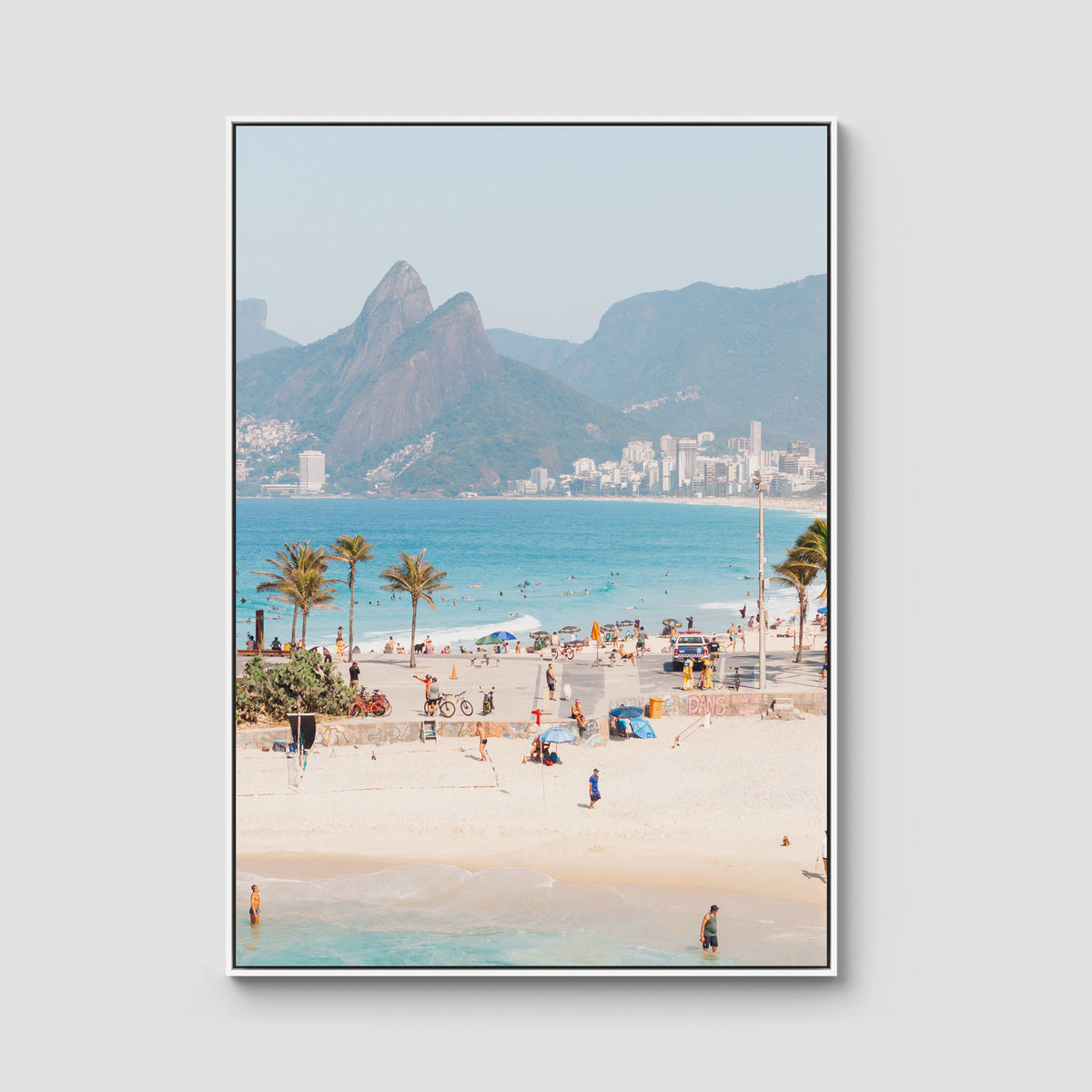 Ipanema Beach - Art Print - Float Frame Canvas - White - Portrait