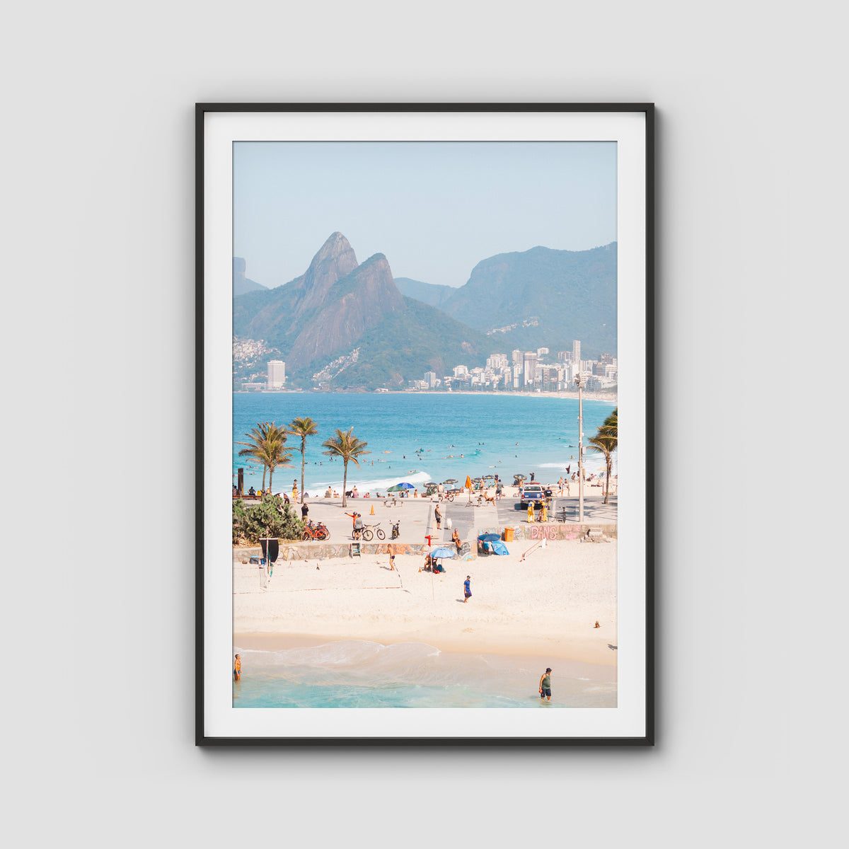 Ipanema Beach - Art Print - Traditional Frame - Black - Portrait