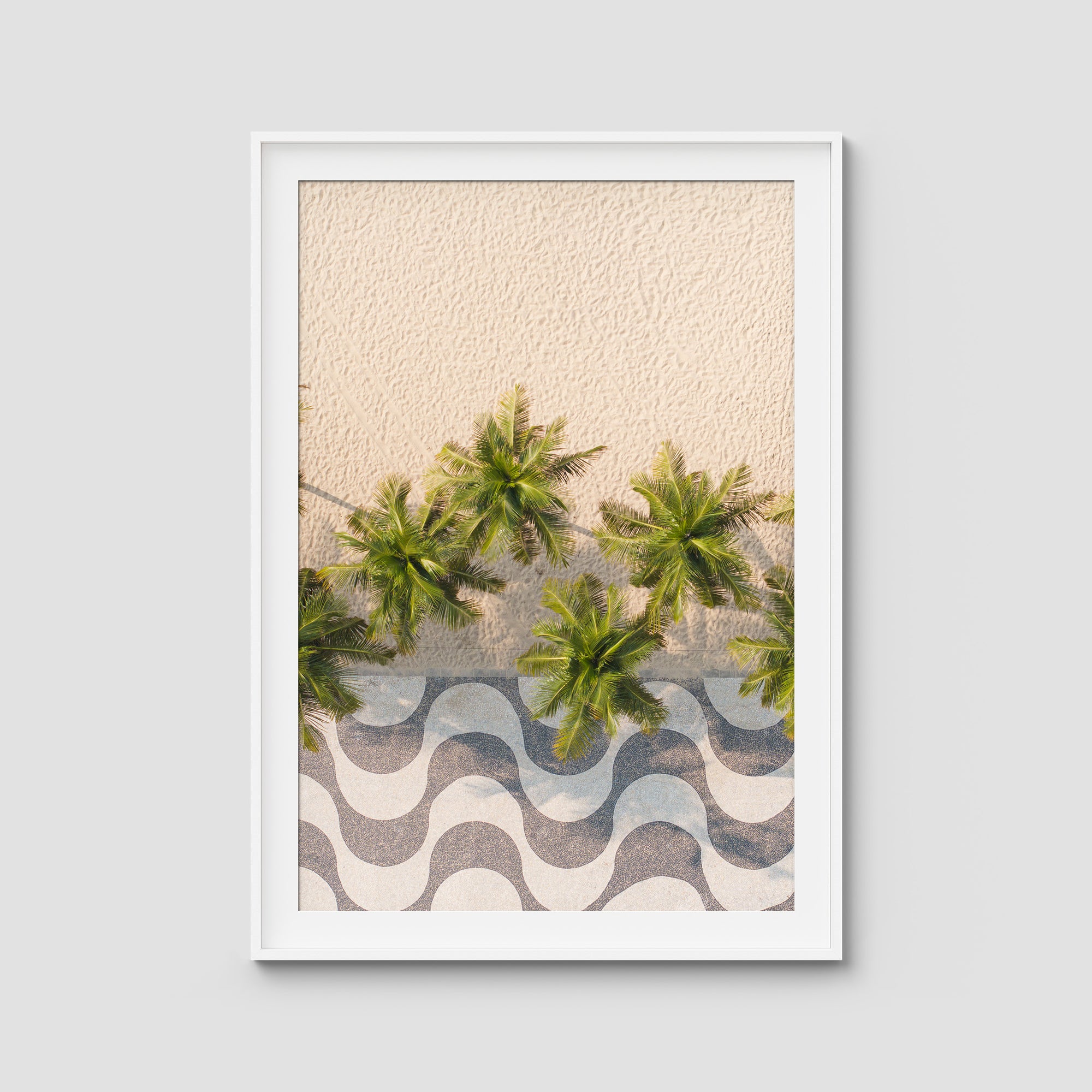 Calçadão de Copacabana – Iconic Sidewalk &amp; Palms Aerial Print Tidaltones