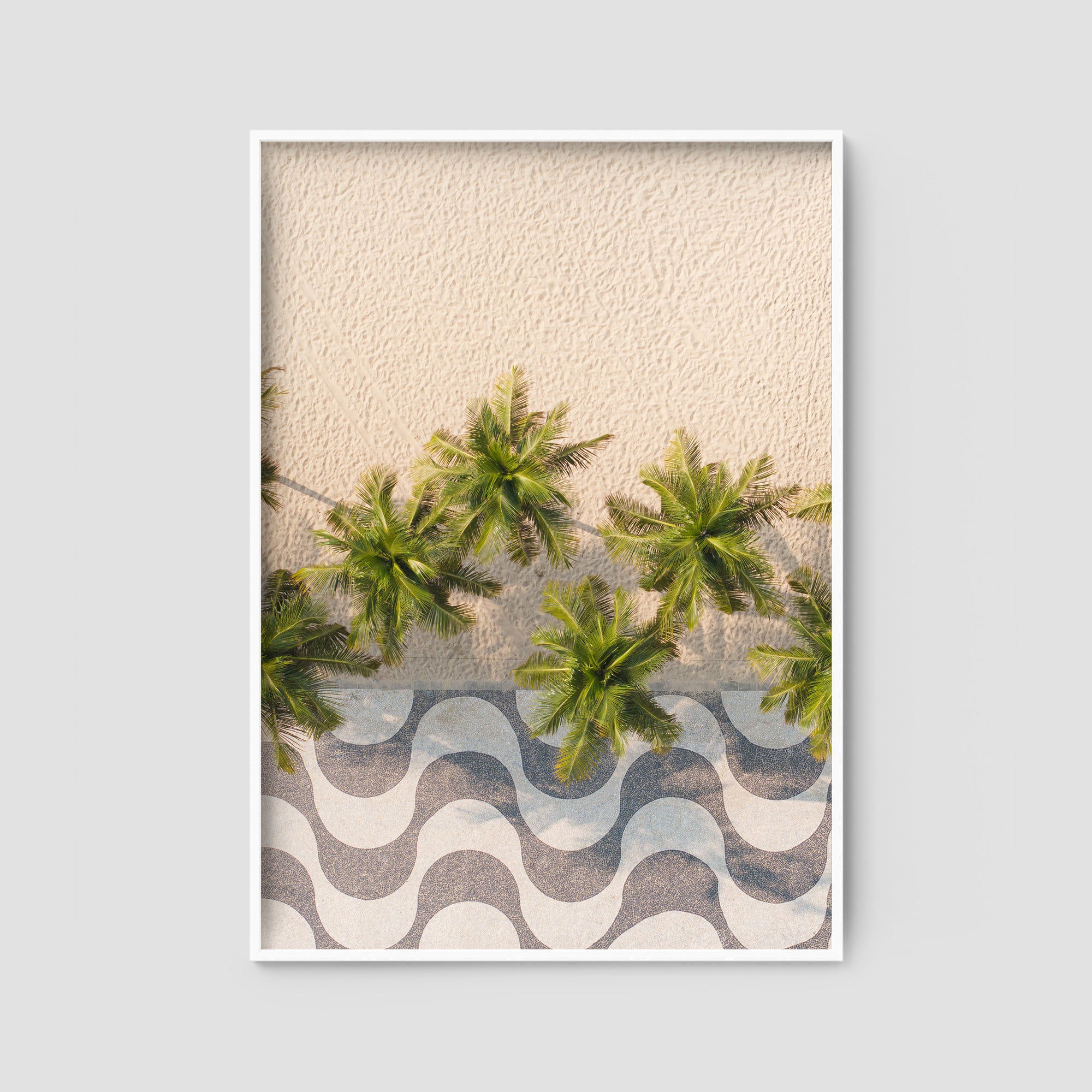 Calçadão de Copacabana – Iconic Sidewalk &amp; Palms Aerial Print Tidaltones