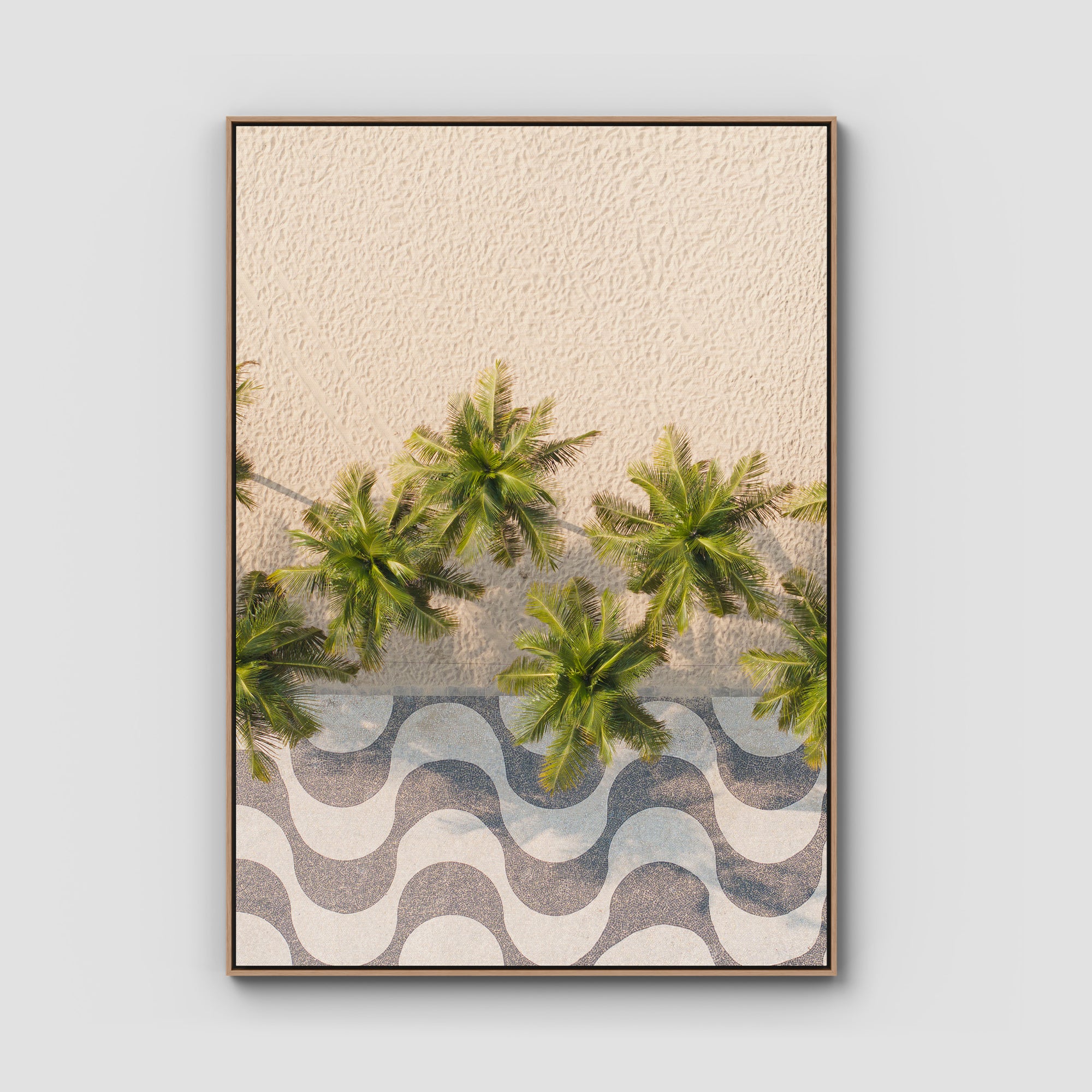 Calçadão de Copacabana – Iconic Sidewalk &amp; Palms Aerial Print Tidaltones