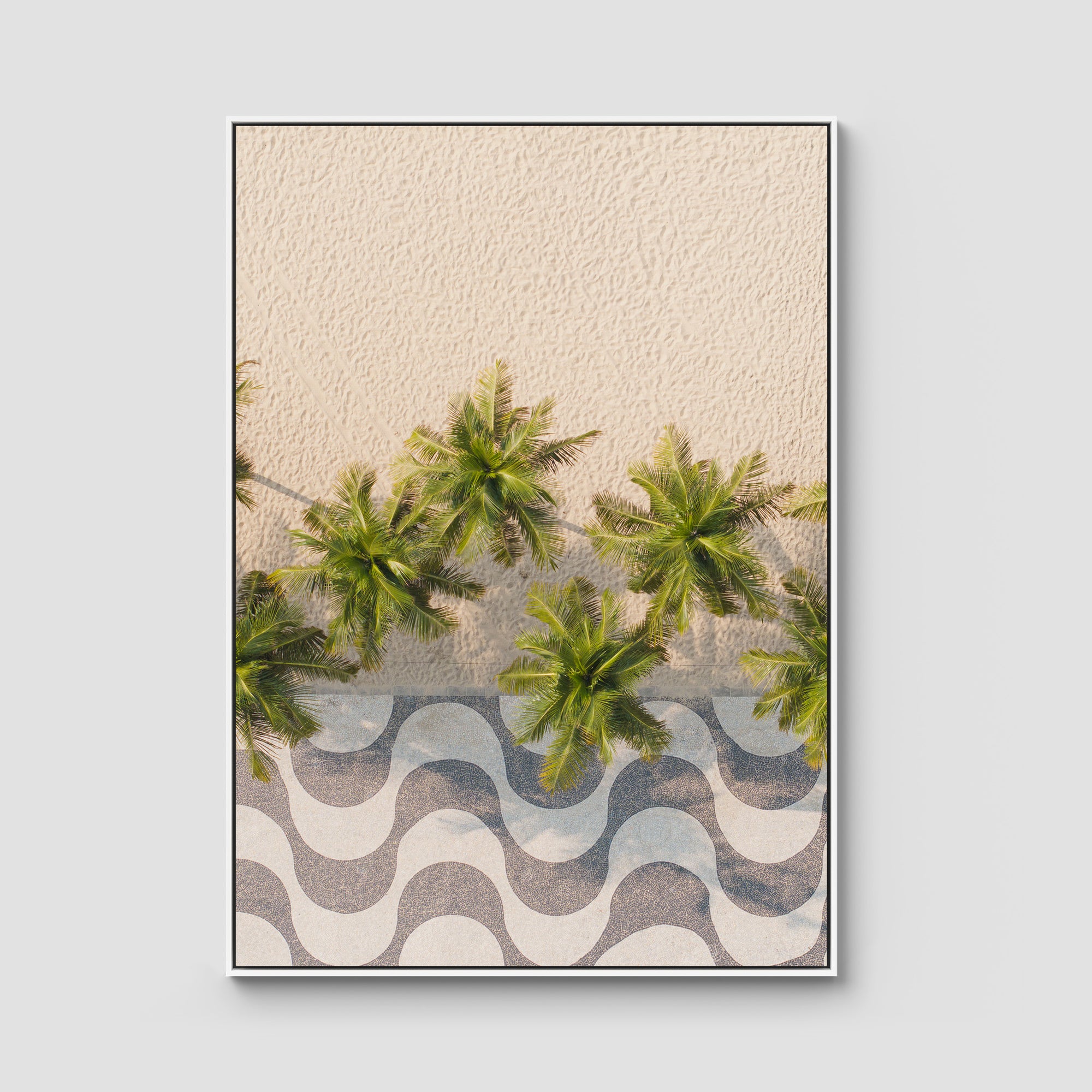 Calçadão de Copacabana – Iconic Sidewalk &amp; Palms Aerial Print Tidaltones