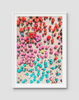 Ipanema Umbrellas – Colour Chaos Print - Traditional Frame - White - Portrait