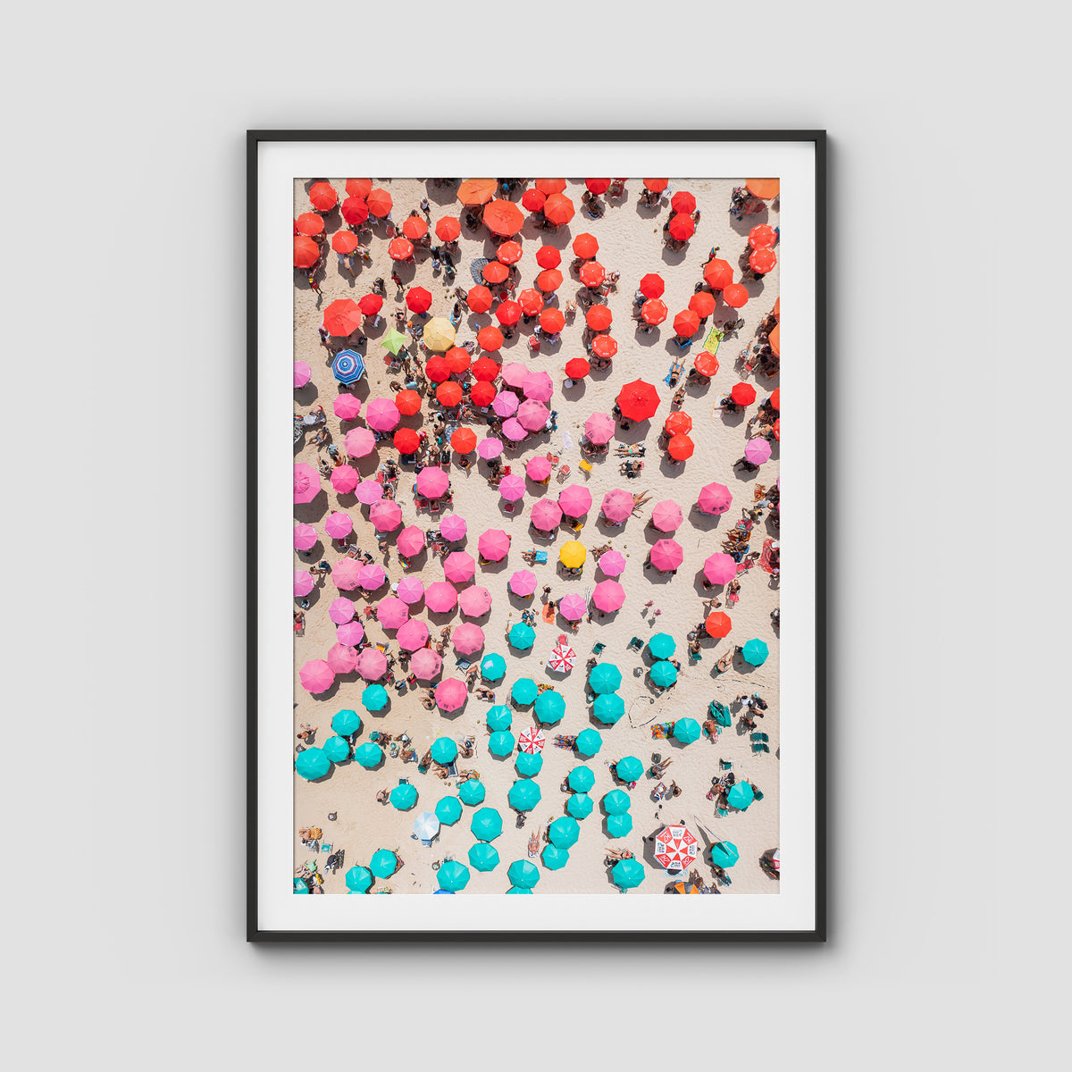 Ipanema Umbrellas – Colour Chaos Print - Traditional Frame - Black - Portrait