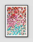 Ipanema Umbrellas – Colour Chaos Print - Traditional Frame - Black - Portrait