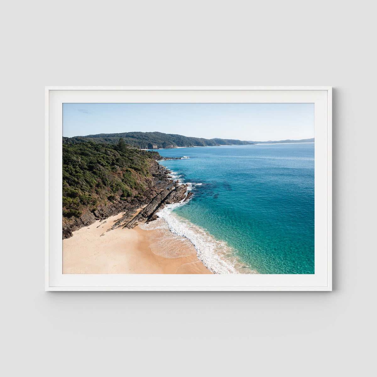 Cliffside - Seal Rocks - Art Print - Traditional Frame - White - Landscape