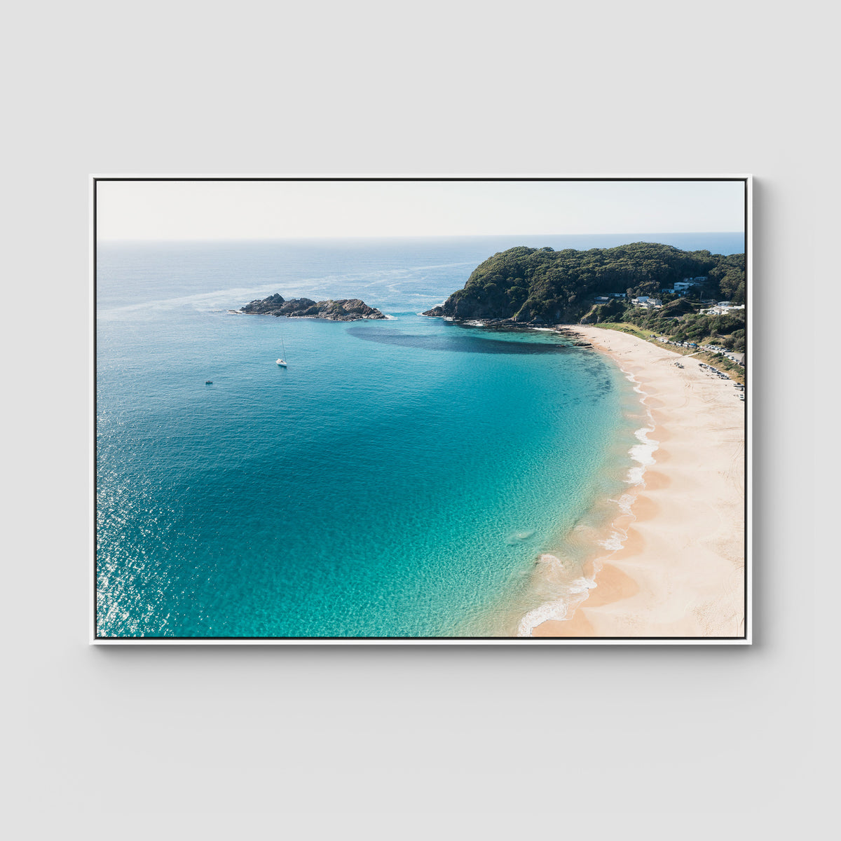 Boat Beach - Seal Rocks - Art Print - Float Frame Canvas - White - Landscape