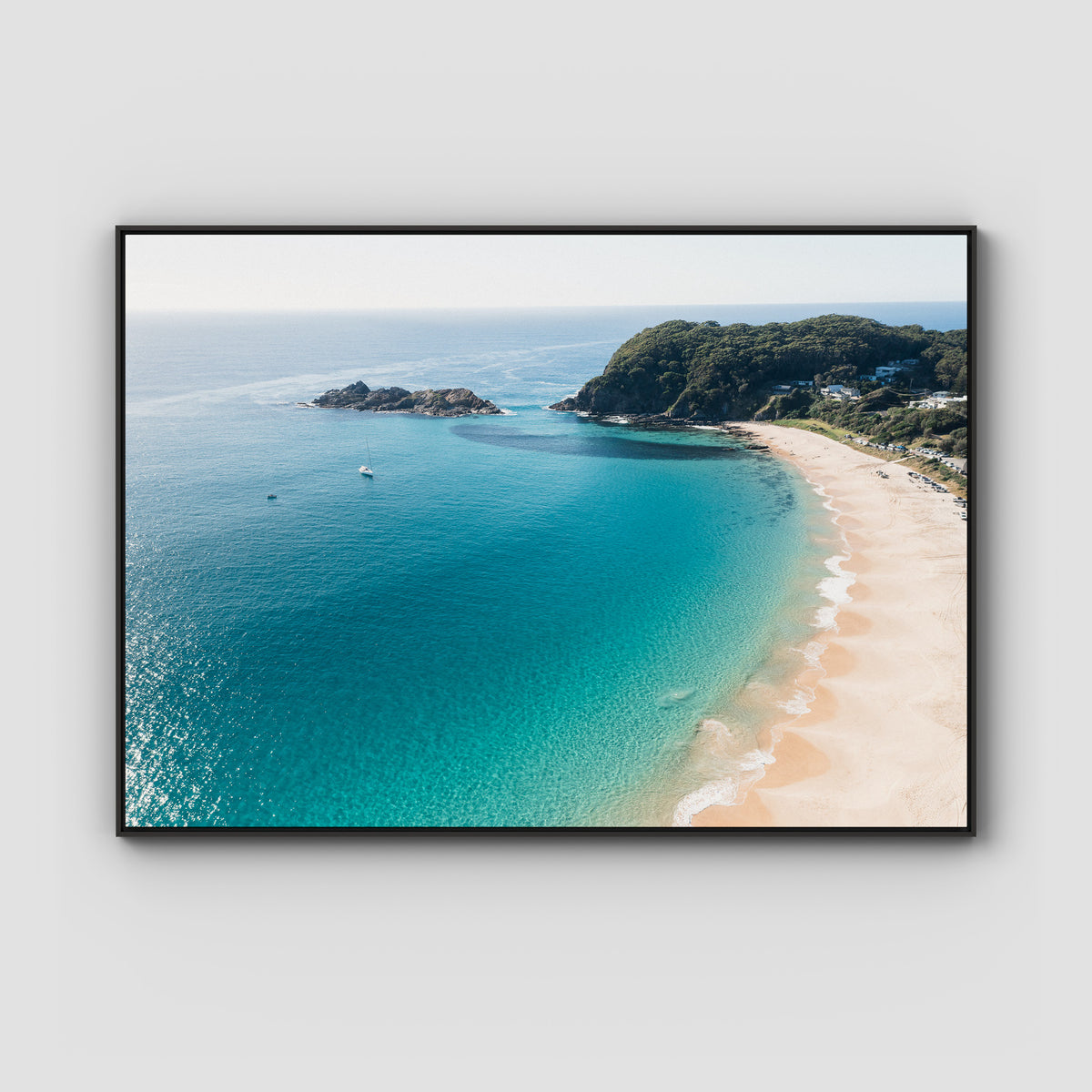 Boat Beach - Seal Rocks - Art Print - Float Frame Canvas - Black - Landscape