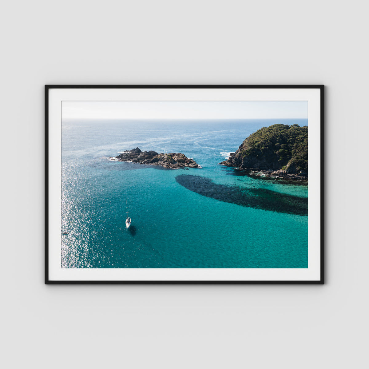 Yacht Days - Seal Rocks - Art Print - Traditional Frame - Black - Landscape