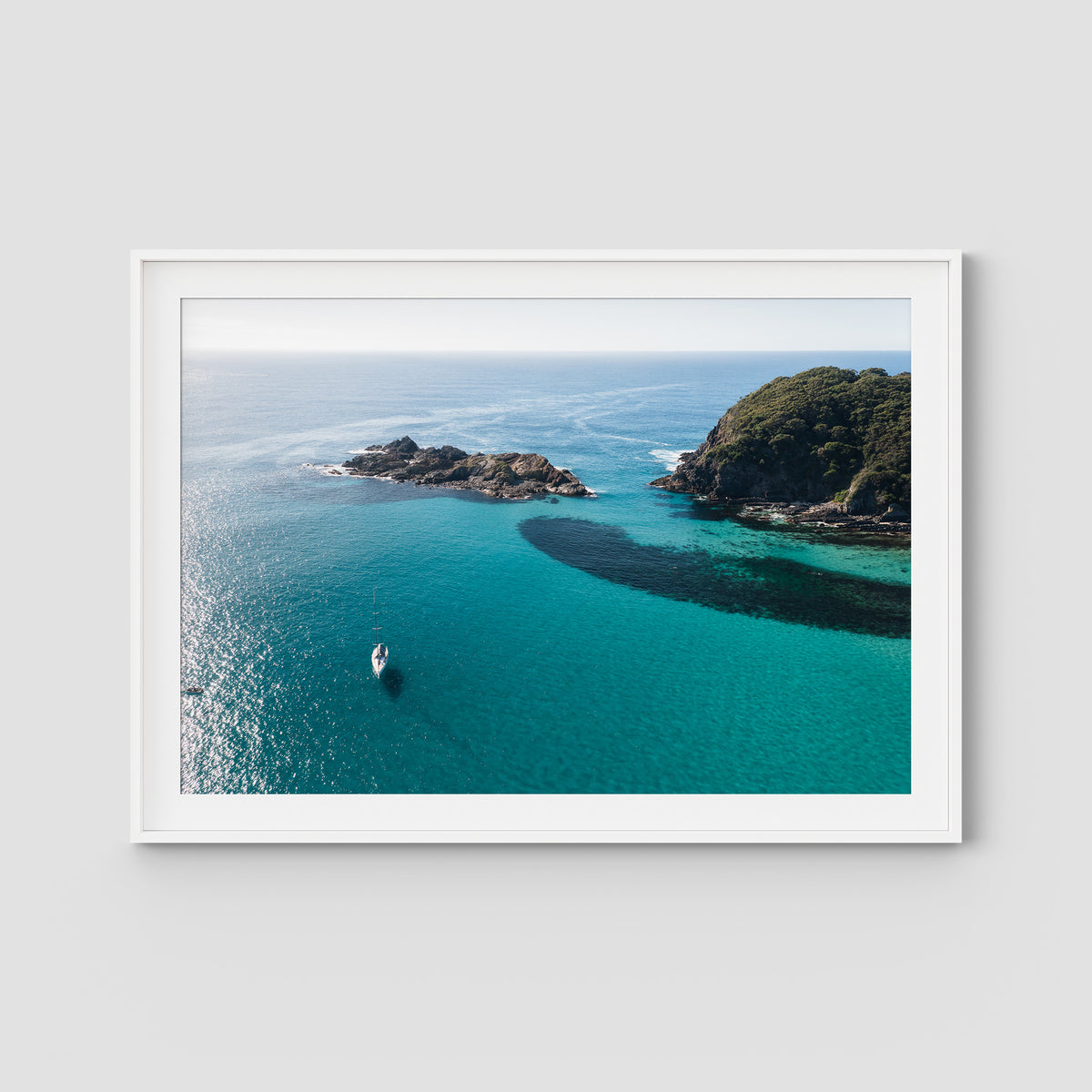 Yacht Days - Seal Rocks - Art Print - Traditional Frame - White - Landscape