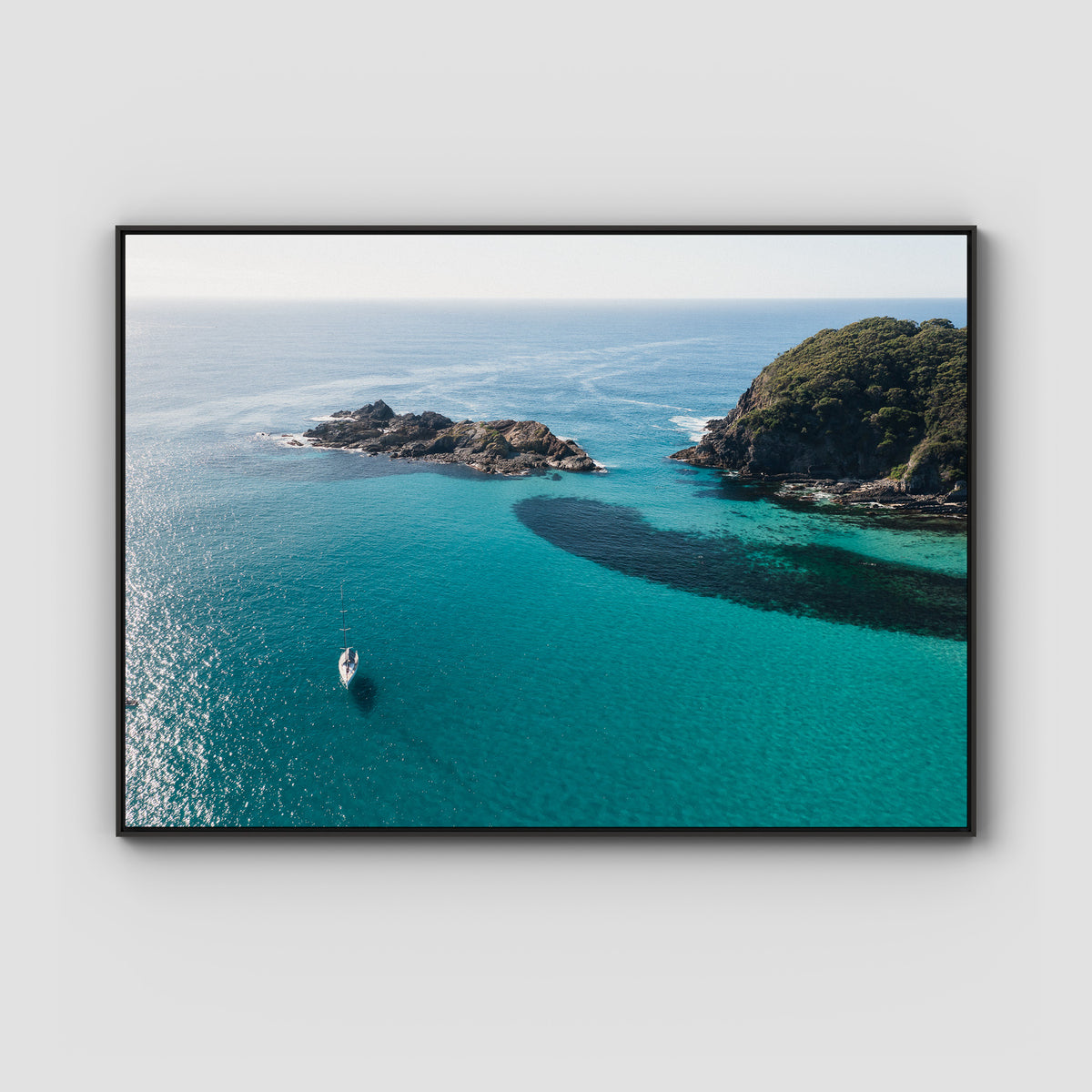 Yacht Days - Seal Rocks - Art Print - Float Frame Canvas - Black - Landscape