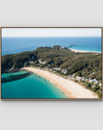 Lighthouse Aerial - Seal Rocks - Art Print - Float Frame Canvas - Raw Oak - Landscape