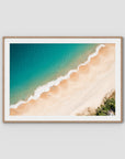 Boat Beach Top Down - Seal Rocks - Art Print - Traditional Frame - Raw Oak - Landscape