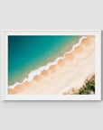Boat Beach Top Down - Seal Rocks - Art Print - Traditional Frame - White - Landscape