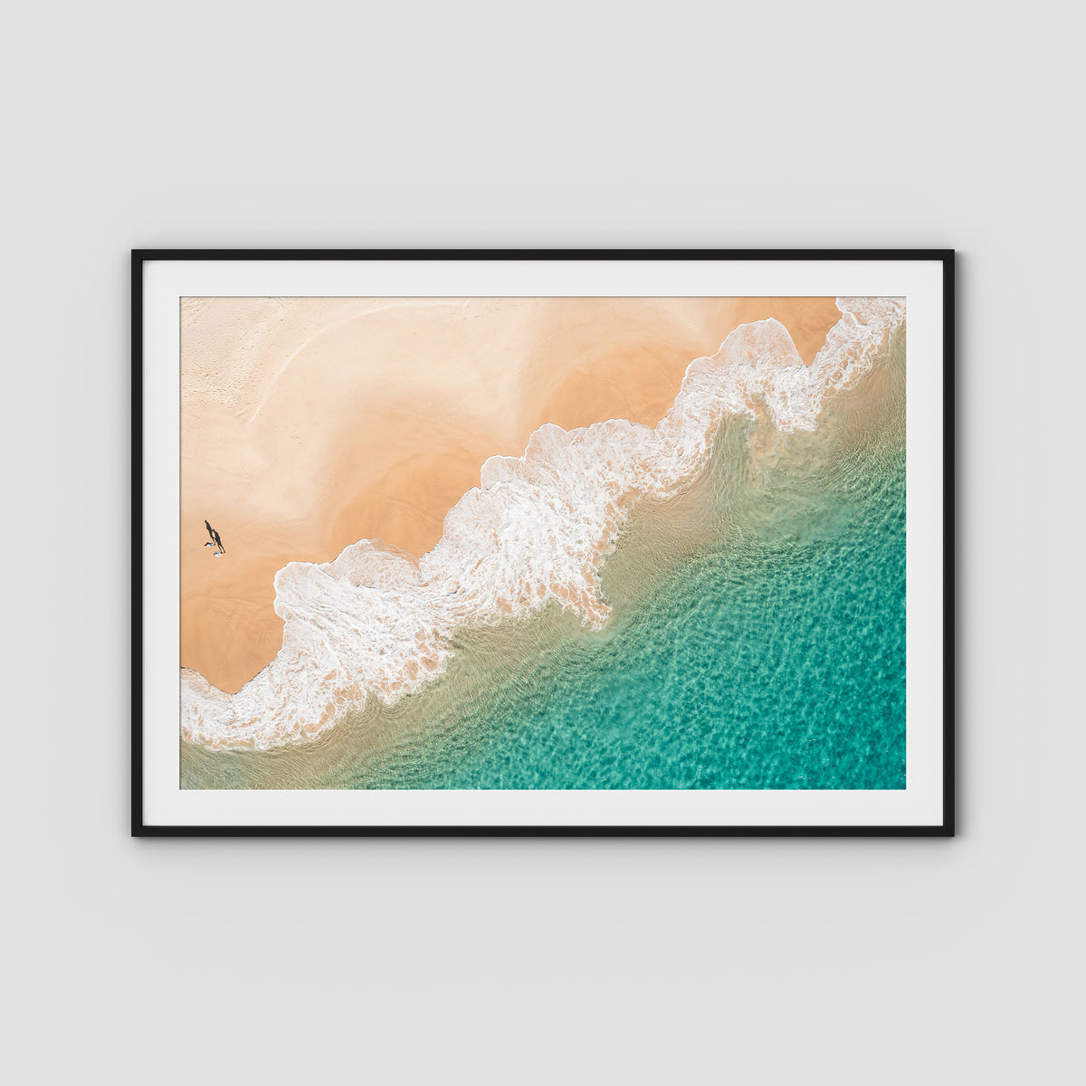 Boat Beach Top Down ii - Seal Rocks - Art Print - Traditional Frame - Black - Landscape
