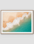 Boat Beach Top Down ii - Seal Rocks - Art Print - Traditional Frame - Raw Oak - Landscape