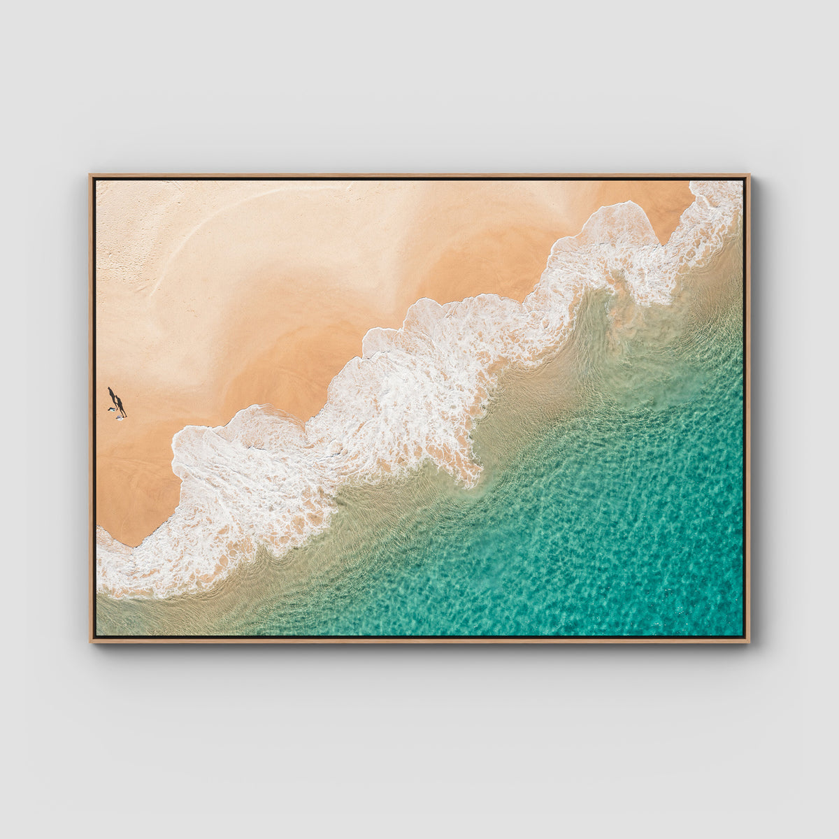 Boat Beach Top Down ii - Seal Rocks - Art Print - Float Frame Canvas - Raw Oak - Landscape