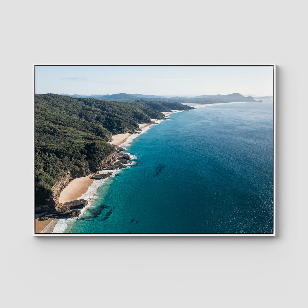 Number One Beach Coastline - Seal Rocks - Art Print - Float Frame Canvas - White - Landscape
