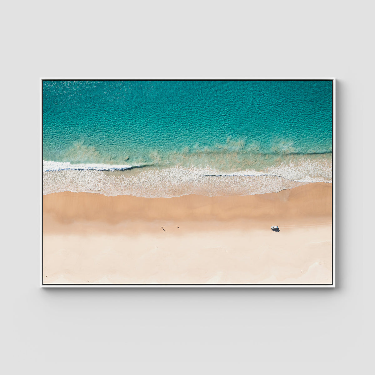 Number One Beach Top Down - Seal Rocks - Art Print - Float Frame Canvas - White - Landscape