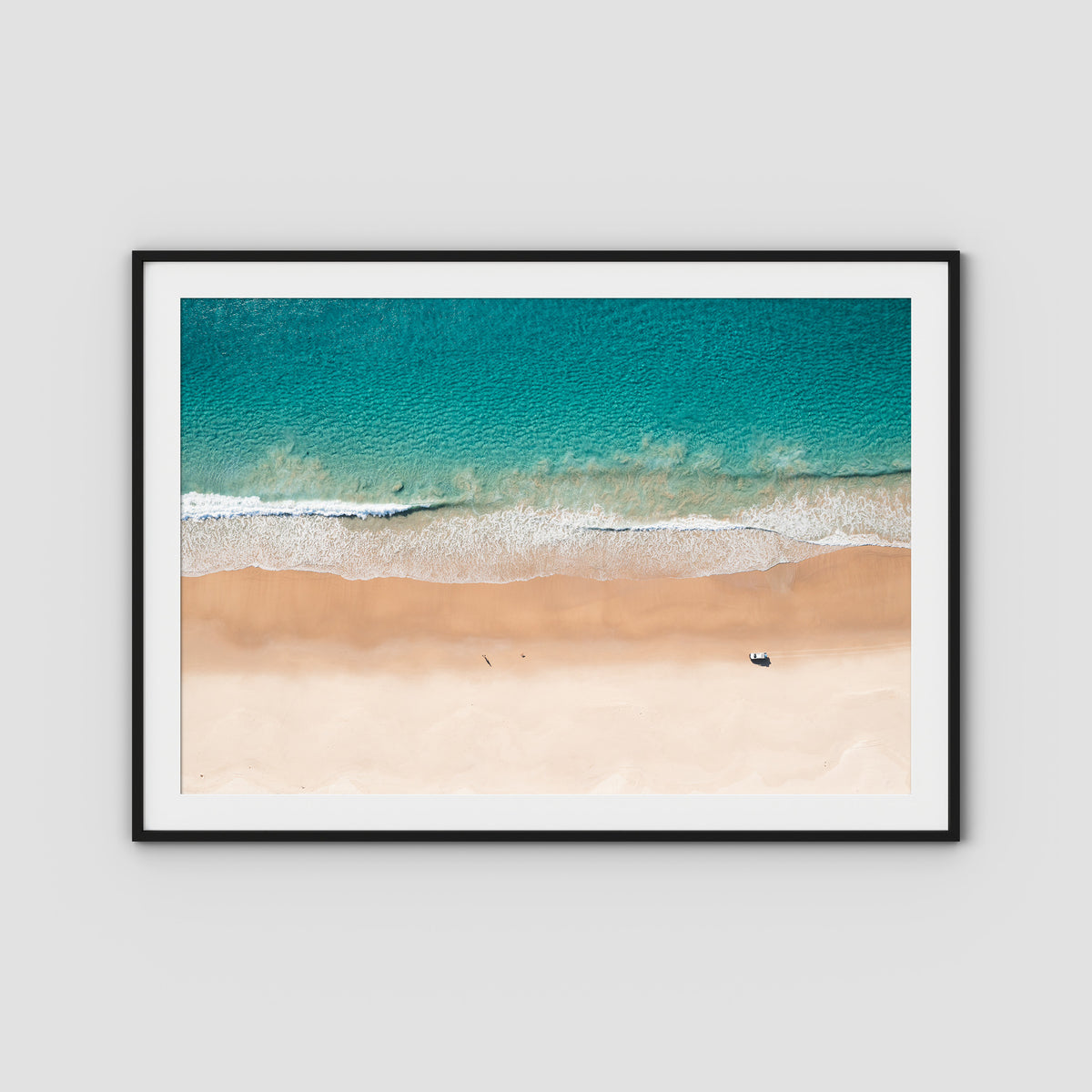 Number One Beach Top Down - Seal Rocks - Art Print - Traditional Frame - Black - Landscape