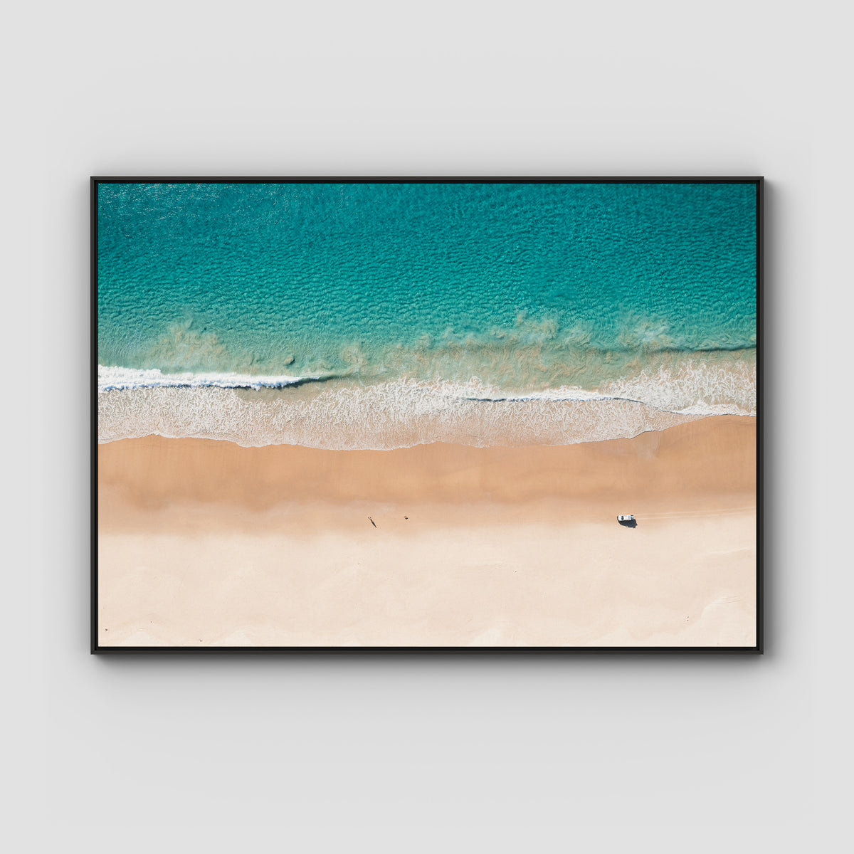 Number One Beach Top Down - Seal Rocks - Art Print - Float Frame Canvas - Black - Landscape