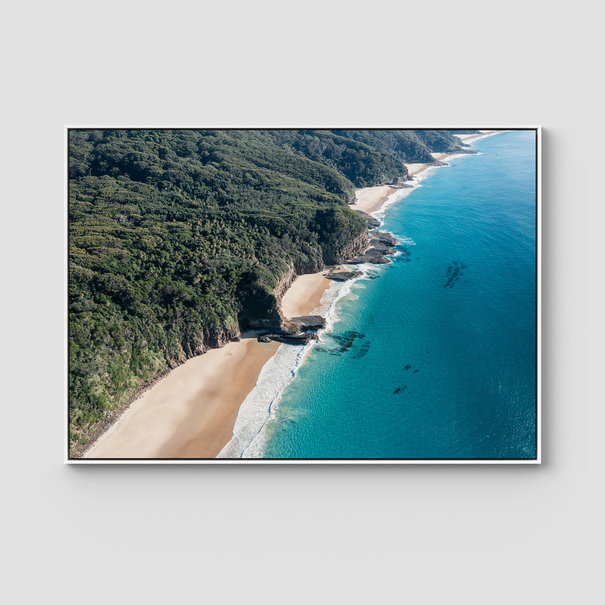 Number One Beach Coastline ii - Seal Rocks - Art Print - Float Frame Canvas - White - Landscape