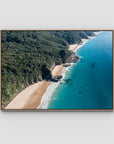 Number One Beach Coastline ii - Seal Rocks - Art Print - Float Frame Canvas - Raw Oak - Landscape