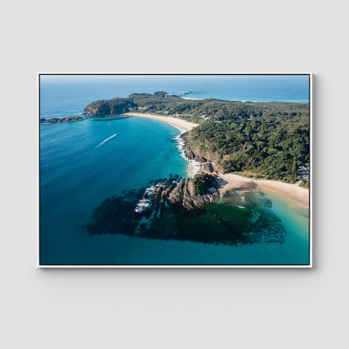 Seal Rocks High Aerial ii - Art Print - Float Frame Canvas - White - Landscape