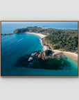 Seal Rocks High Aerial ii - Art Print - Float Frame Canvas - Raw Oak - Landscape