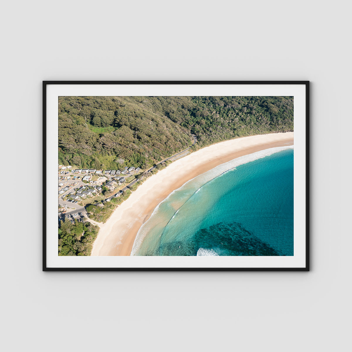 Number One Beach ii - Seal Rocks - Art Print - Traditional Frame - Black - Landscape